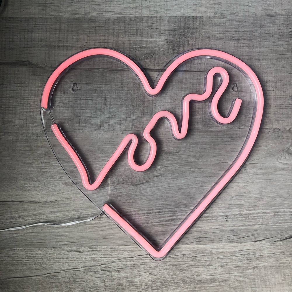 Isaac Jacobs 14" x 14" inch LED Neon Red “Love” Heart Wall Sign